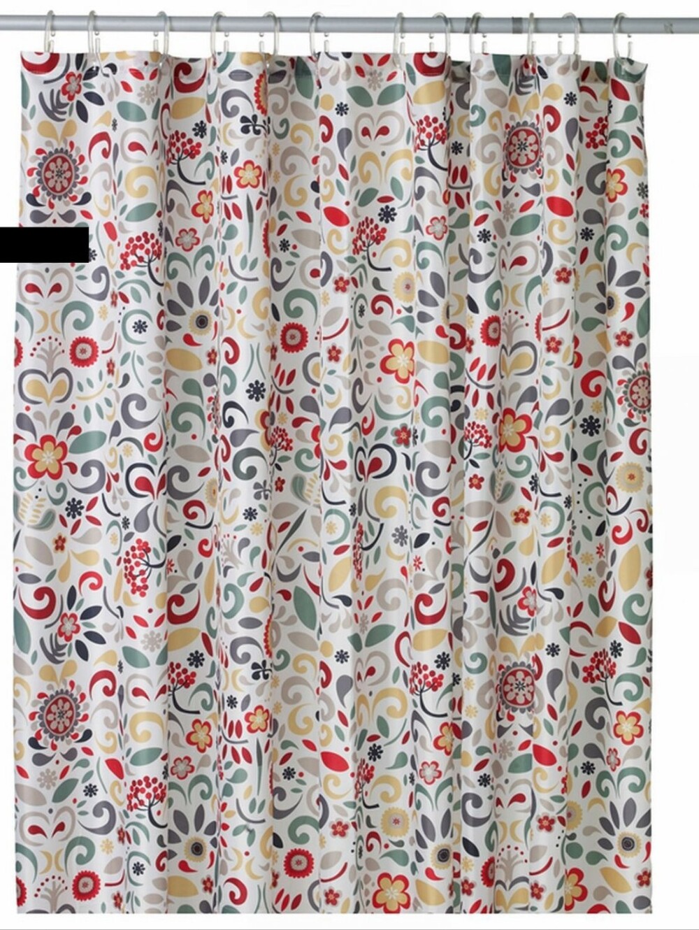 IKEA Akerkulla Polyester Shower Curtain 2010s Folk Art Design Green Red Yellow